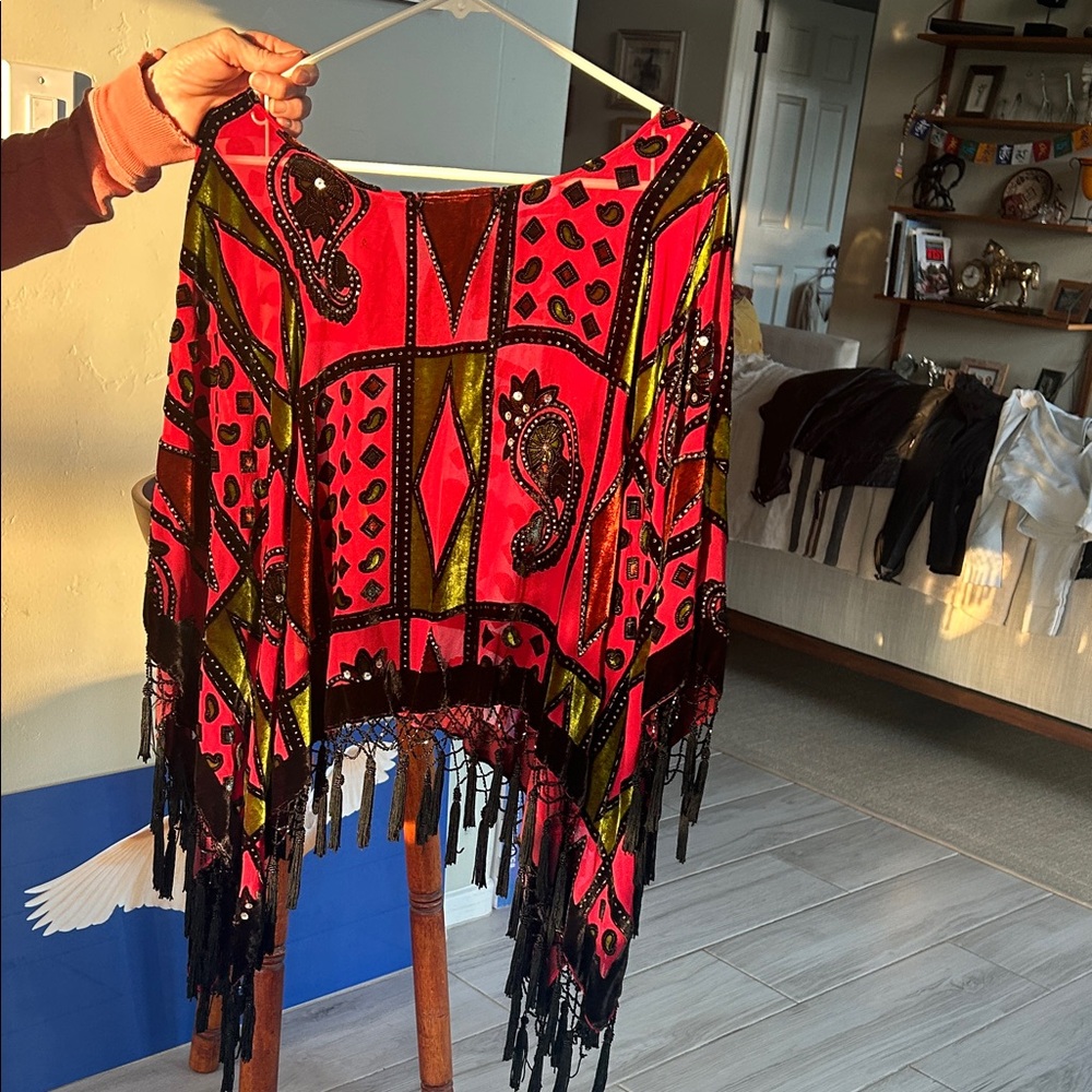 Colorful Fringe Poncho